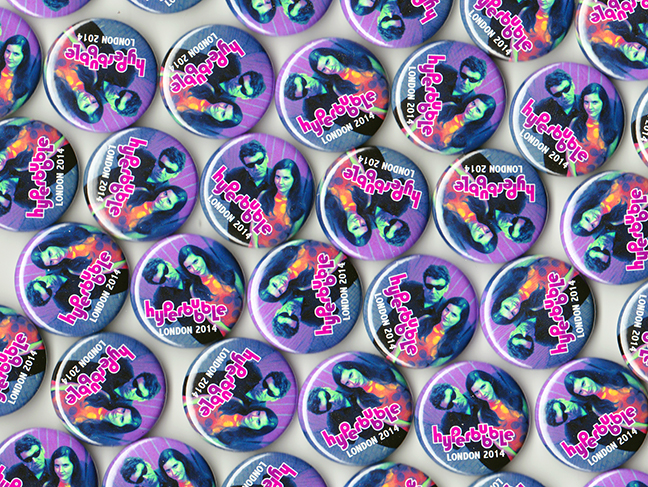 Hyperubble live in London badges by Manda Rin of Wee Badgers